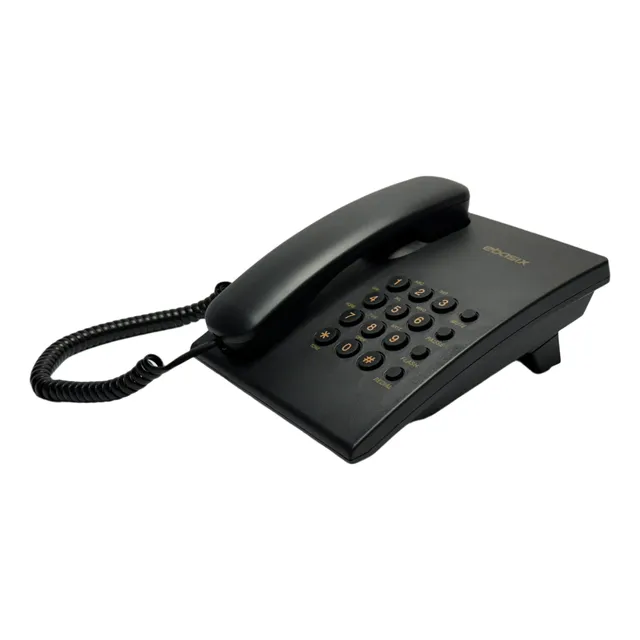 Telefono Alambrico De Escritorio O Pared Negro Marca Ebasix