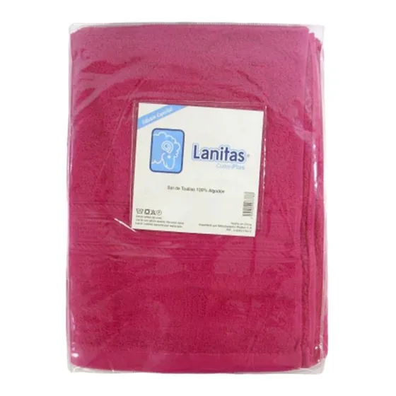 Set 2 Toalla Paño Lanitas Fucsia Para Baño 143x71 /94x44cm