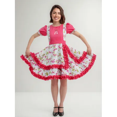 Vestido Traje  De Huasa Dama Chinita Fechas Patrias Floreado