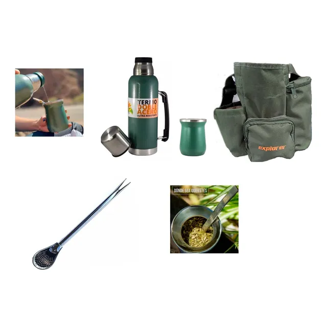 Combo Matero Termo De 1l + Mate 260ml + Matera Y Bombilla  