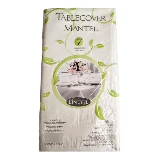 Mantel 7 Piezas 3 Capas Mesa Linette Absorbente Desechable Color Blanco