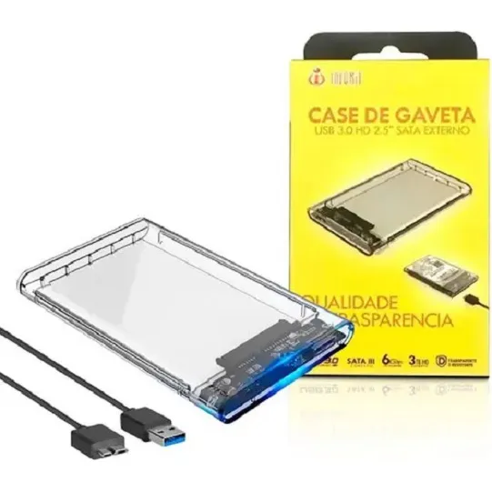 Case Slim P/ Hd Externo Computador Ssd Hdd Sata 2.5 Usb 3.0