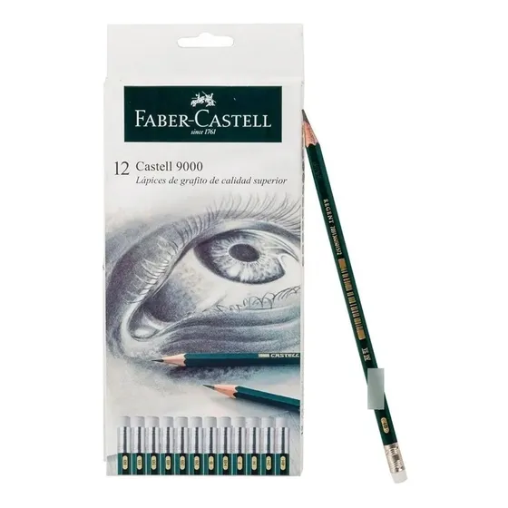 Faber Castell 9000 12 Lápices Dibujo Grafito H B