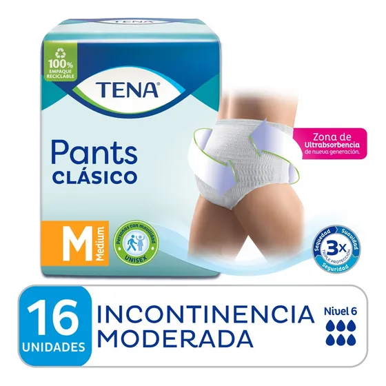 Ropa interior descartable Tena pants mediano 16 unidades clásico incontinencia moderada