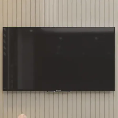 Painel Ripado Para Tv 55 Polegadas Intense Com Nicho 139cm Cor Off white