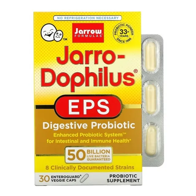 Jarro-dophilus Eps 50 Billones De Bacterias Vivas Garantizadas Con 8 Cepas Clínicamente Documentadas Y Enhanced Probiotic System Sistema Probiótico Mejorado La Salud Intestinal Contiene 30 Capsulas