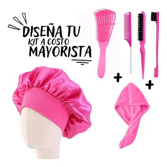 Kit Para Cabello Rizado Gorro Satin Microfibra Curly