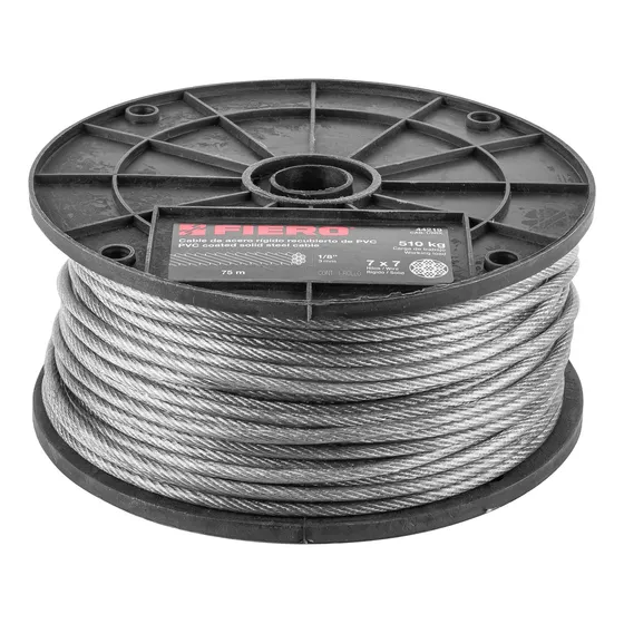 Metro De Cable Rígido 1/8  Acero 7x7 Recubierto Pvc 44219