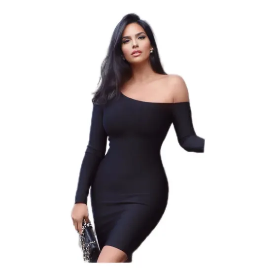 Vestido Largo Para Dama Manga Larga Maxi Vestido Cuello Alto
