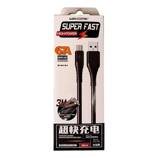 Cable Micro Usb 3 Metros Carga Rapida Y Datos 6 Amperios