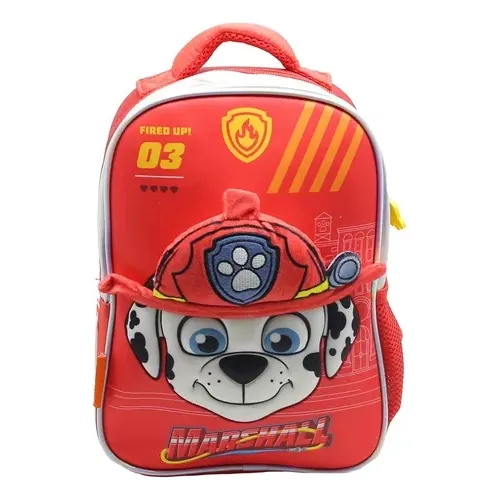 Mochilas Escolar Cresko 12 Paw Patrol 3d Jardin Espalda Full Diseño de la tela Marshall Color rojo