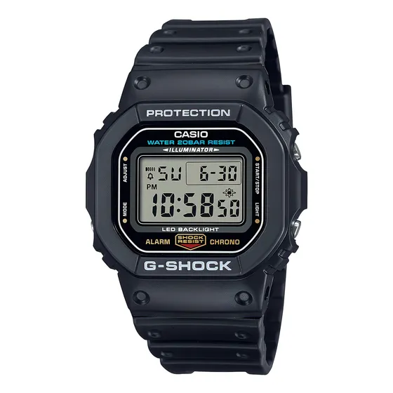 Relógio Unissex Casio Dw-5600ue-1dr G-shock, Pulseira Preta, Correia Preto Bisel Preto Fundo Cinza