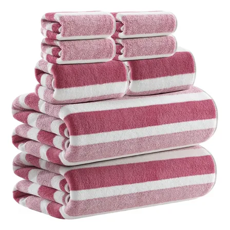 Kit 8 Peças Toalhas De Banho Rosto E Mão Macias Absorventes Rosa