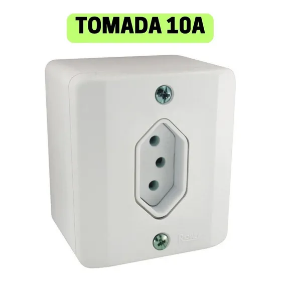 TOMADA 10A SISTEMA X, SOBREPOR - 2P+T CAIXA EXTERNA COR BRANCA ILUMI