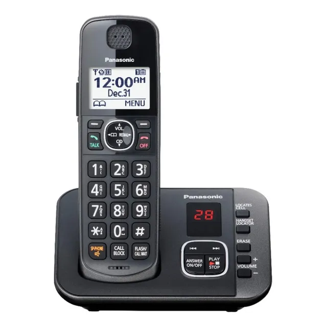 Teléfono Panasonic Central KX-TGE633 inalámbrico - color negro