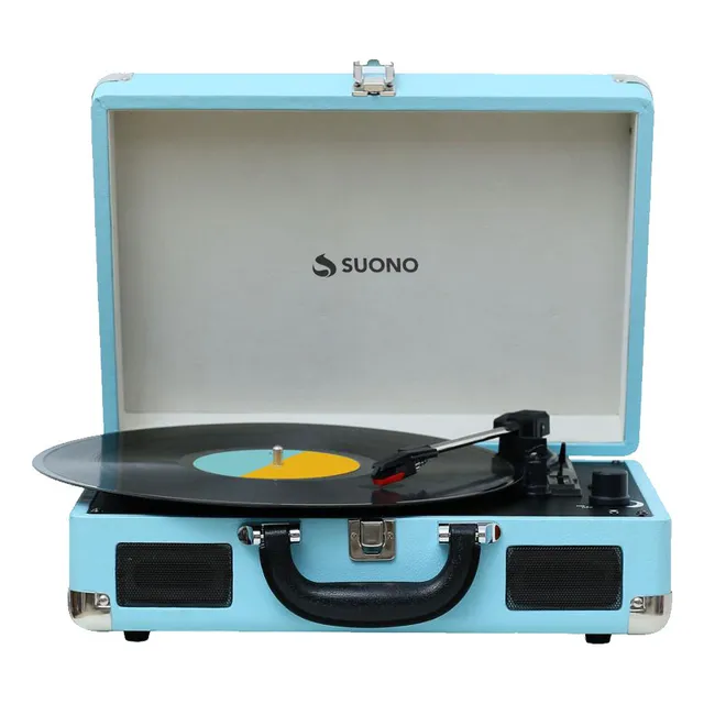 Tocadiscos Vintage Portátil Premium Suono Snpe-3000 Color Celeste