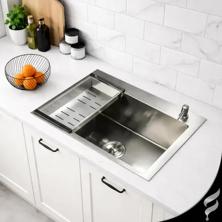 Cuba Inox Para Pia De Cozinha Gourmet Anti Risco Embutir Ou Sobrepor Aço Inoxidável 304 Quadrada 60x45cm Escovada Completa Com Acessórios Luxo Moderna Anti Ruído - Softinox Escovado Anti-risco