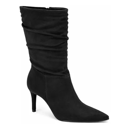 Bota Vizzano Feminina Slouchy Bico Fino Camurça Preto Liso 36 Br