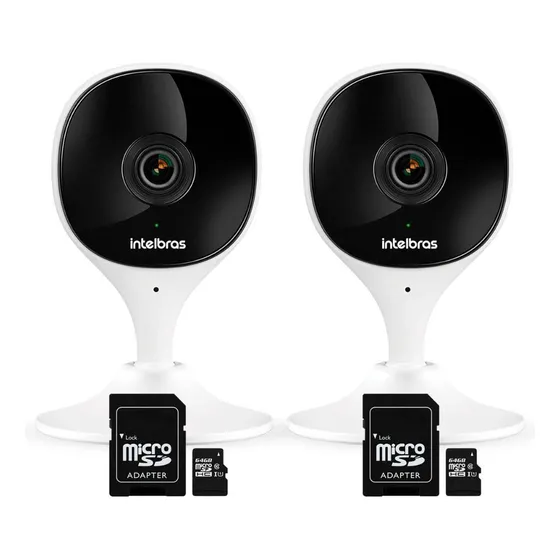 Kit 2 Câmeras Wi-fi Aúdio Imx C Intelbras + 2 Cartão 64gb