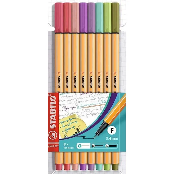 Caneta 0.4 Stabilo Point 88 Mini Fine 8 Cores Cis
