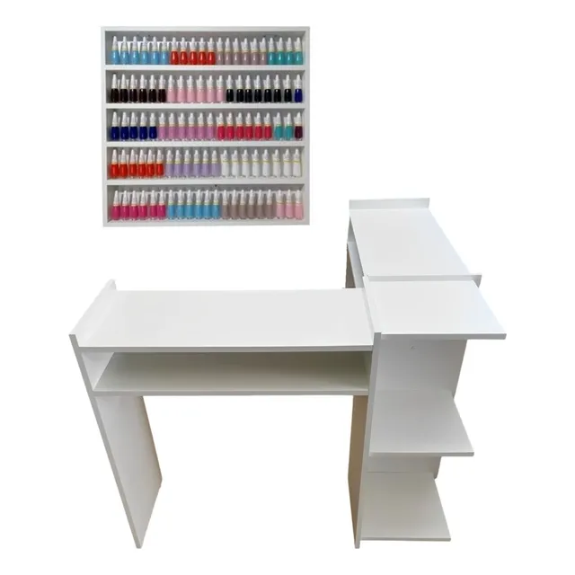 Mesa Manicure Em L + Nicho Expositor De Esmaltes Salão Belez