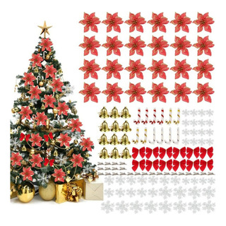 Flores Navideñas Decoran El Árbol De Navidad Artificial Flores Navideñas Decoran El Árbol De Navidad Artificial