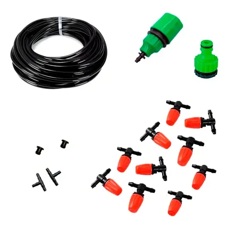 Kit Irrigação Névoa Goteja 10 Bicos 20m Pvc Para Estufas E Orquidários