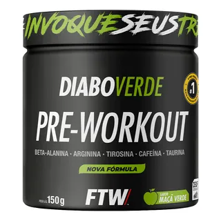 Suplemento Em Pó Pre Treino Pre Workout Pote 150g Sabor Maça Verde Ftw - Diabo Verde Suplemento Em Pó Pre Treino Pre Workout Pote 150g Sabor Maça Verde Ftw - Diabo Verde