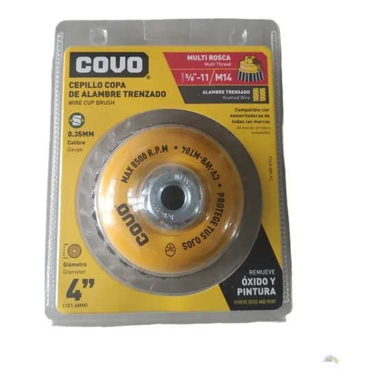 Cepillo Copa Alambre Trenzado P/esmeril 4 PuLG. 14 Mm Covo