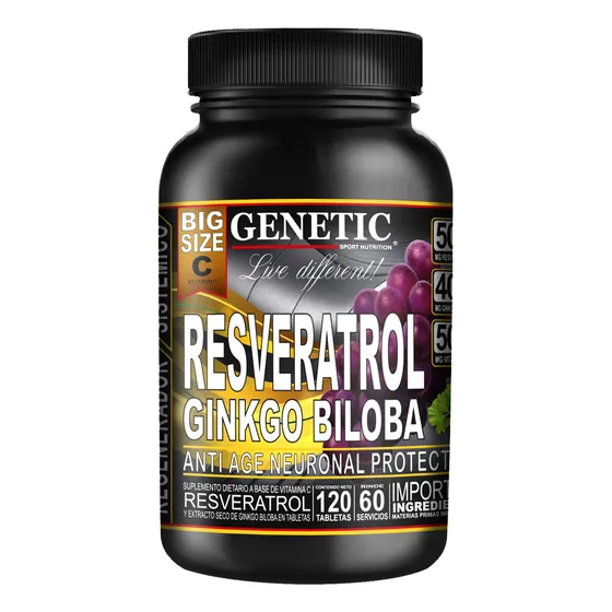 2 Meses Antiox Resveratrol Ginkgo Biloba Vitamina C Genetic Sabor Neutro