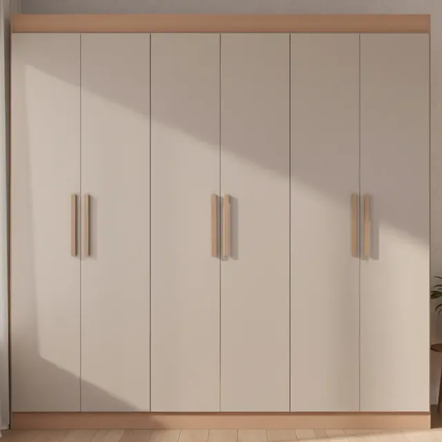 Guarda-roupa Casal Bartira Ville Com 6 Portas E 2 Gavetas Cor Avelã com Cappuccino