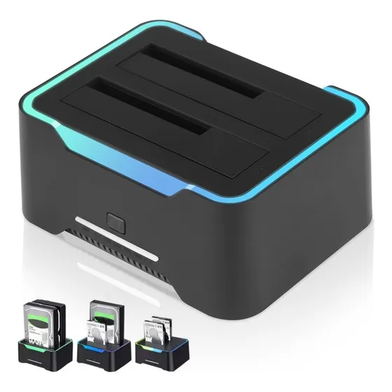 Dock Station Dual Hd Ssd Sata 2.5 E 3.5 Usb 3.0 Botão Clone