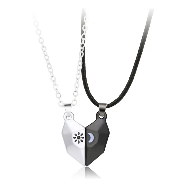Collar Amor Novios Iman Bff Sol Y Luna Doble Dije Combo 2x1