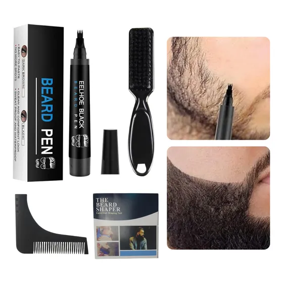 Kit Barba Lapiz Relleno Huecos Perfilador Delinear Cepillo