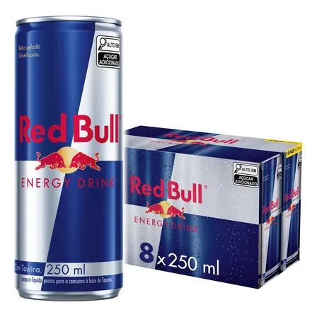 Red Bull Energético, Energy Drink, 250ml, 8 Latas