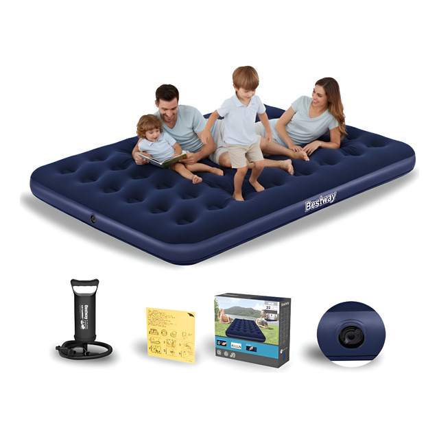 Colchão Camping Casal Inflável 300kg + Bomba De Ar Bestway Cor Azul Colchão Camping Casal Inflável 300kg + Bomba De Ar Bestway Cor Azul