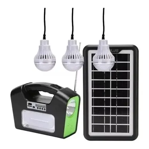 Kit Solar Camping Ampolletas Led Fm Rádio Bluetooth Mp3 Gd16 Color Negro | Cuotas sin interés