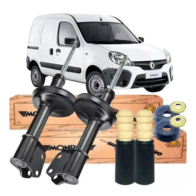 02 Amortecedores Dianteiros + Kit Coxim Kangoo Até 12 Monroe