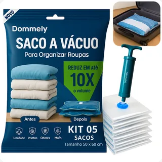 Kit 5 Sacos A VĂĄcuo ReutilizĂĄveis 50 X 60 Cm Com Bomba Manual Dommely Organizador De Malas Para Viagem Roupas Casaco Edredom Embalagem A Vacuo Vac Bag Kit 5 Sacos A VĂĄcuo ReutilizĂĄveis 50 X 60 Cm Com Bomba Manual Dommely Organizador De Malas Para Viagem Roupas Casaco Edredom Embalagem A Vacuo Vac Bag