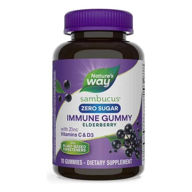 Saúco Sin Azucar Con Vitamina D3 Y C Natures Way 70 Gomitas
