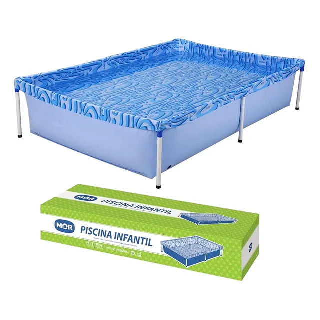 Piscina Retangular Pequena 1000 Litros Portátil - Mor Azul Água