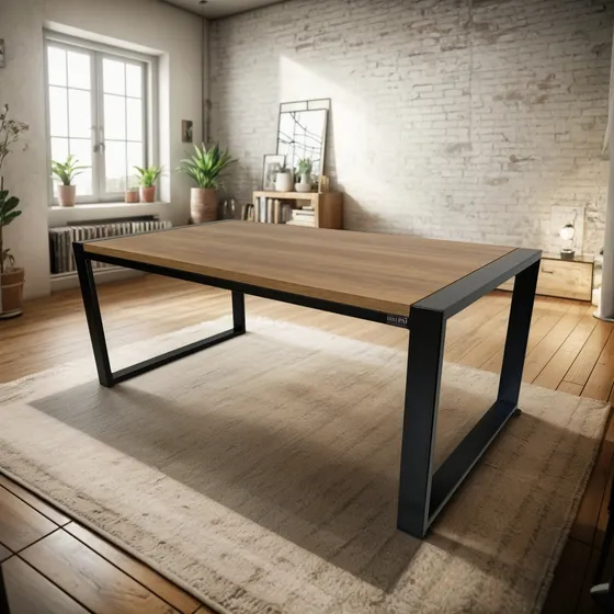Mesa Ratona Living Kaffetisch Linea Black & Wood Industrial