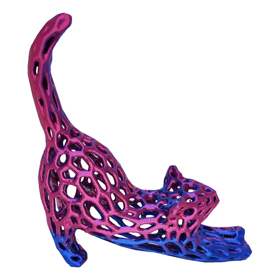 Gato 3d Vazado Enfeite Objeto Decorativo Decoração Bicolor Cor Azul