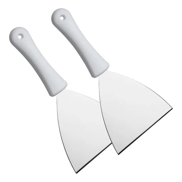 Kit 2 Espátula Inox Reta Chapa Lanche Pizza Cozinha Chapeiro