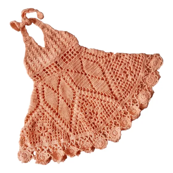 Vestido De Niña Tejido Playero Simple Knit
