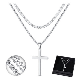 Collar Cruz Cadenas Acero Inoxidable Dijes Joyeria Hombres Collar Cruz Cadenas Acero Inoxidable Dijes Joyeria Hombres