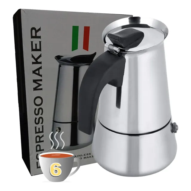 Cafetera 6 Tazas Espresso Maker Italiano En Acero Inoxidable