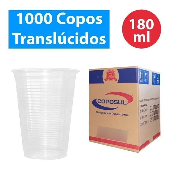 Caixa Copos Transp 1000 Uni Descartável Água 180ml Promoção