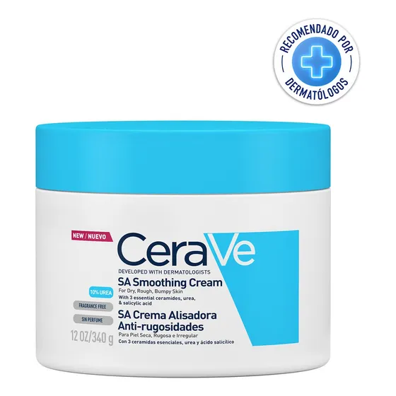 CeraVe SA Crema Exfoliante Alisadora Anti-Rugosidades Piel Muy Seca | Fórmula de Gentil Exfoliación | Hidratación Profunda | Textura No Pegajosa | Elimina la Comezón | 340ml | 12oz