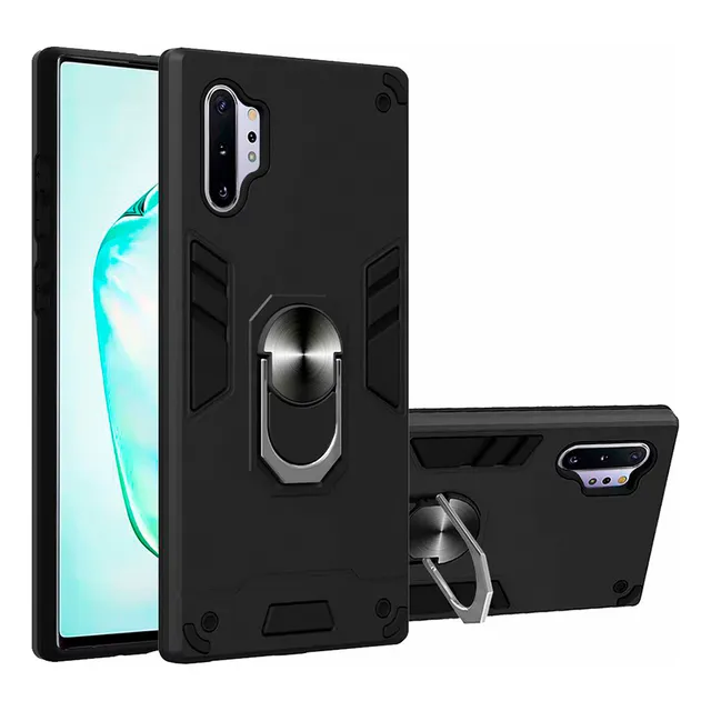 Funda Para Huawei P Smart 2019 Con Anillo Metálico Negro
